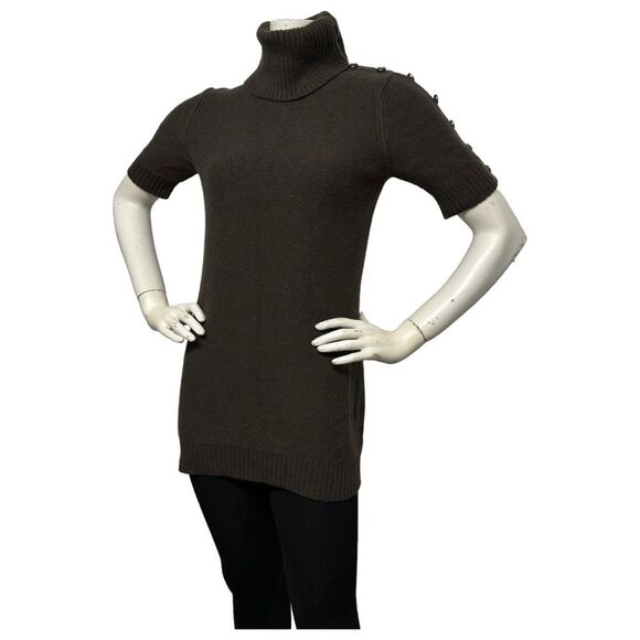 MAGASCHONI 100% Cashmere Tunic Length Sweater Button Up Turtleneck Cowl S M - Picture 6 of 16